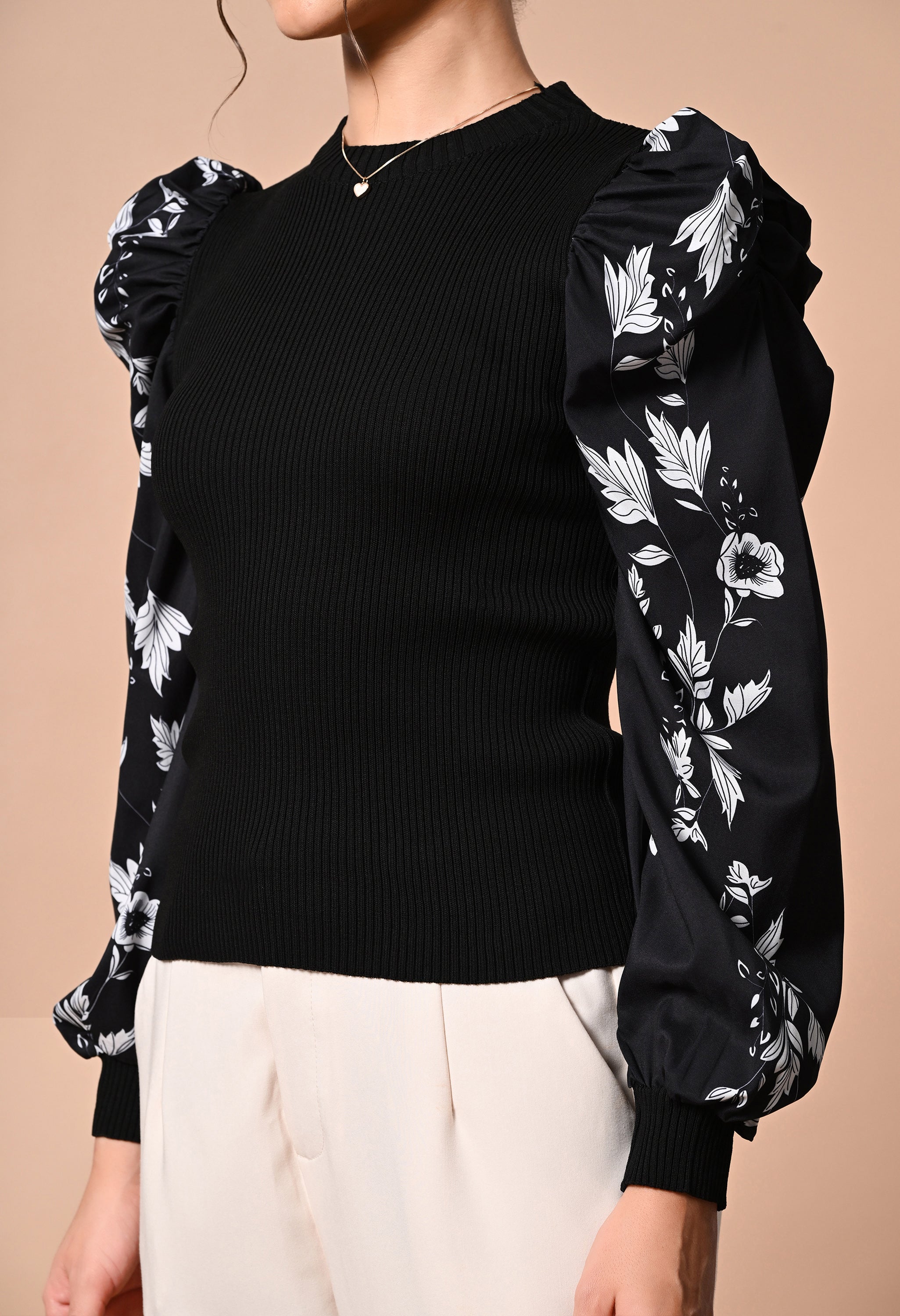 Pankh Floral Drama On Sleeve Blouse