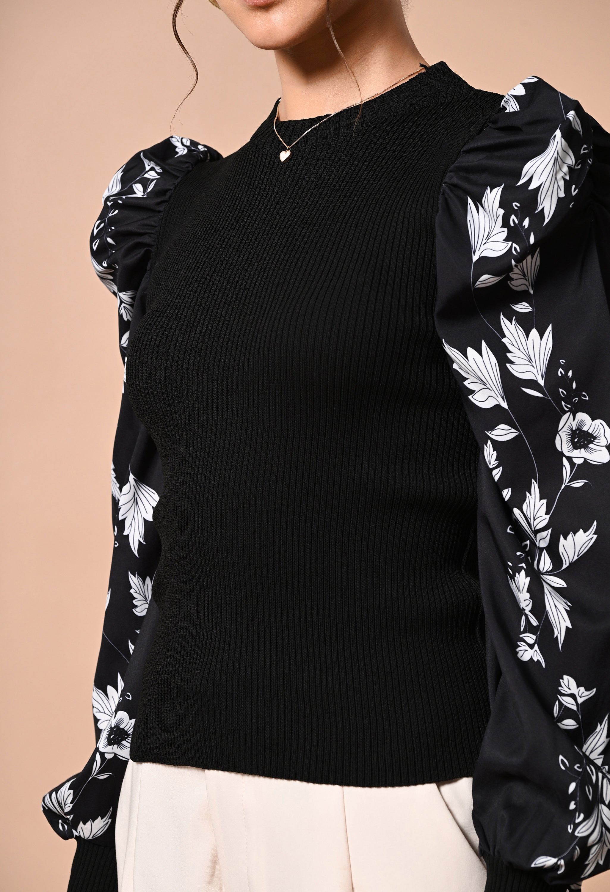 Pankh Floral Drama On Sleeve Blouse