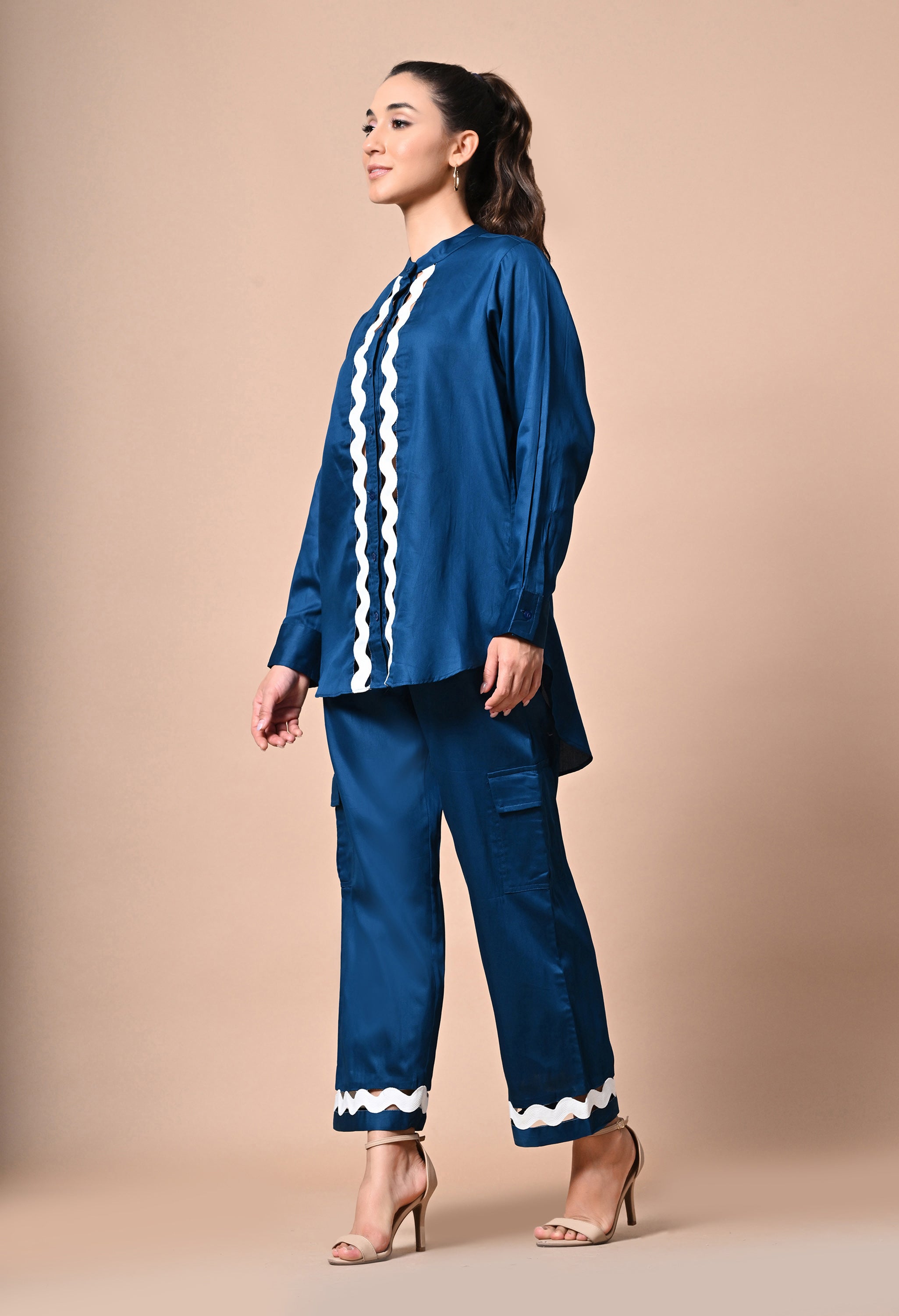 Pankh Nevio Cotton Long Shirt & Cargo Pant Coord Set