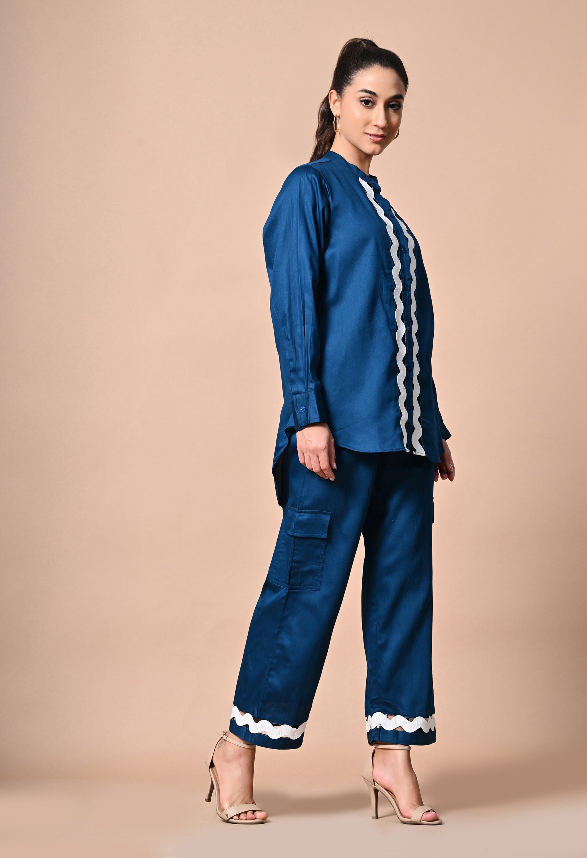 Pankh Nevio Cotton Long Shirt & Cargo Pant Coord Set