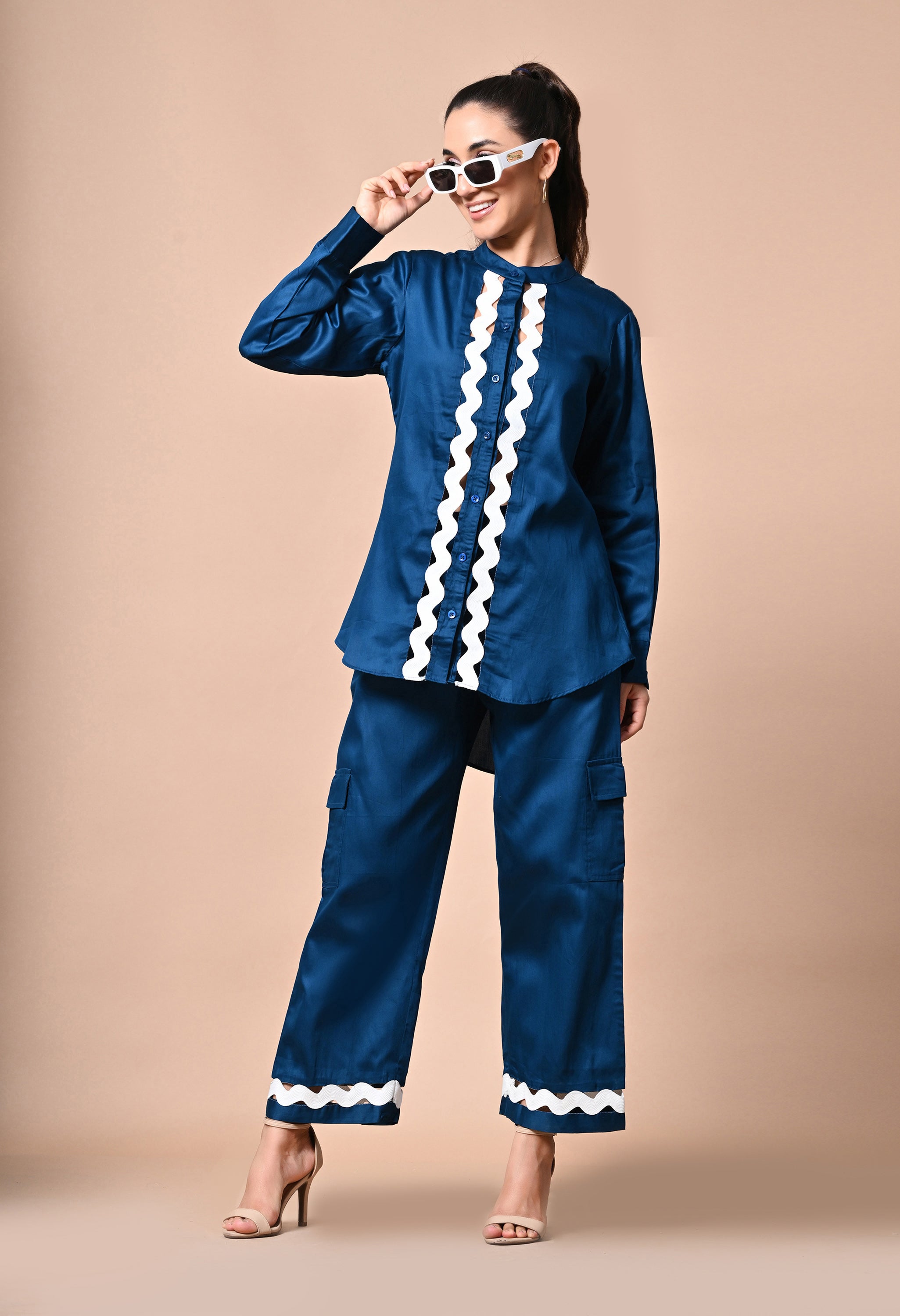 Pankh Nevio Cotton Long Shirt & Cargo Pant Coord Set