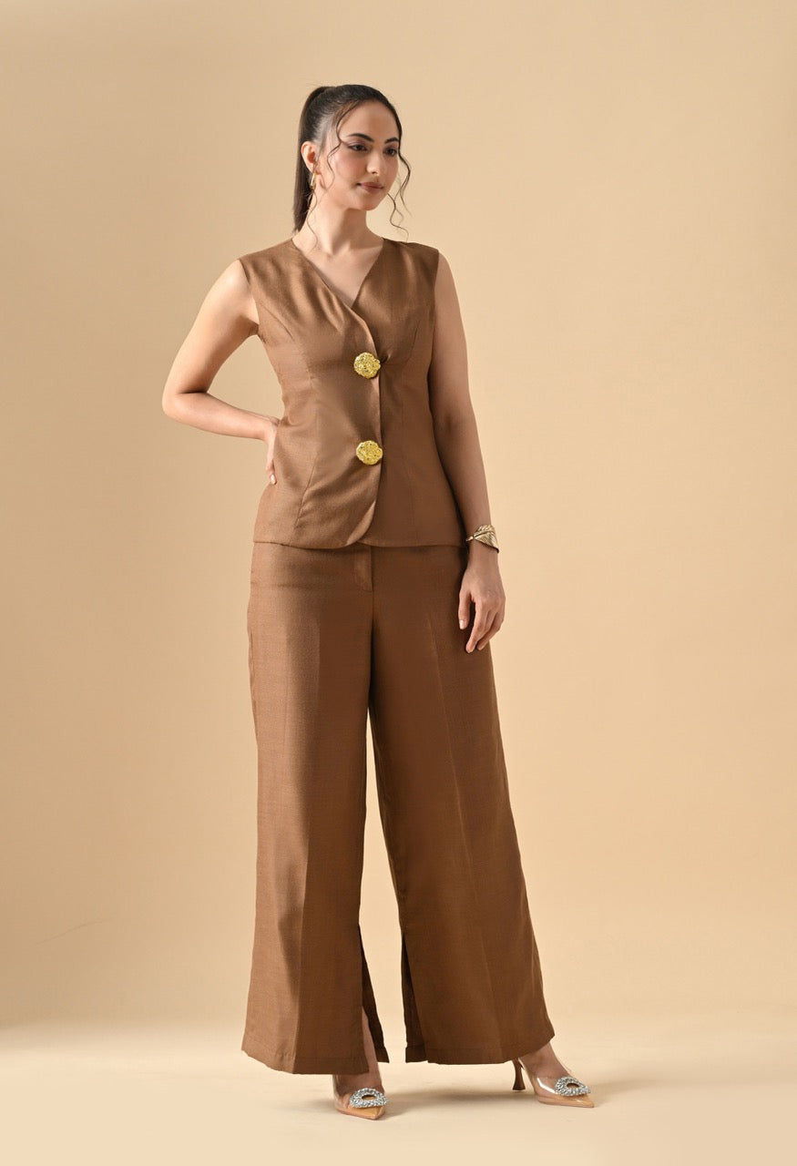 Pankh Gumdrop Linen Cotton Waist Coat and Pant Set