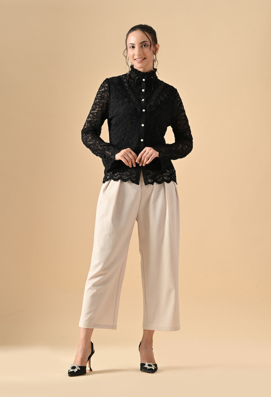 Pankh Gloria Lace Ruffle Stylish Shirt