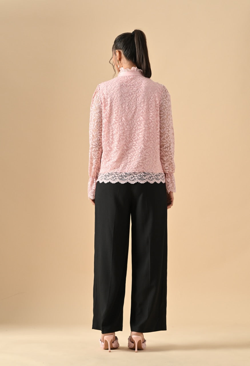 Pankh Gloria Lace Stone Work Ruffle Shirt