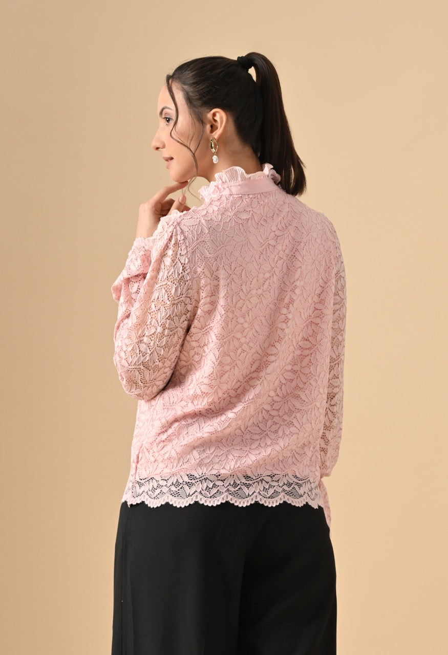 Pankh Gloria Lace Stone Work Ruffle Shirt