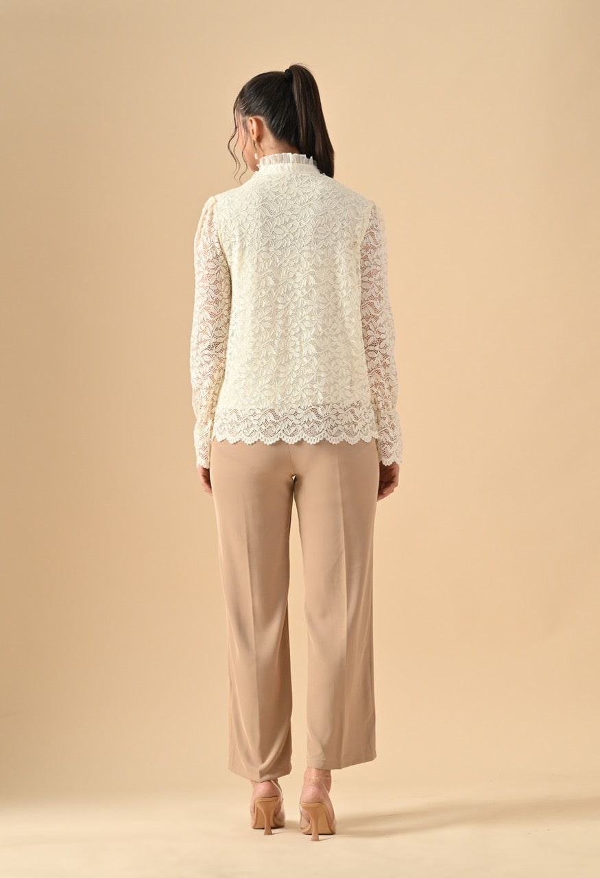 Pankh Gloria Lace Stone Work Ruffle Shirt