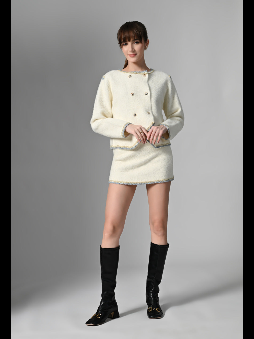 Pankh Molly Ivory Textured Knit Co-ord Set