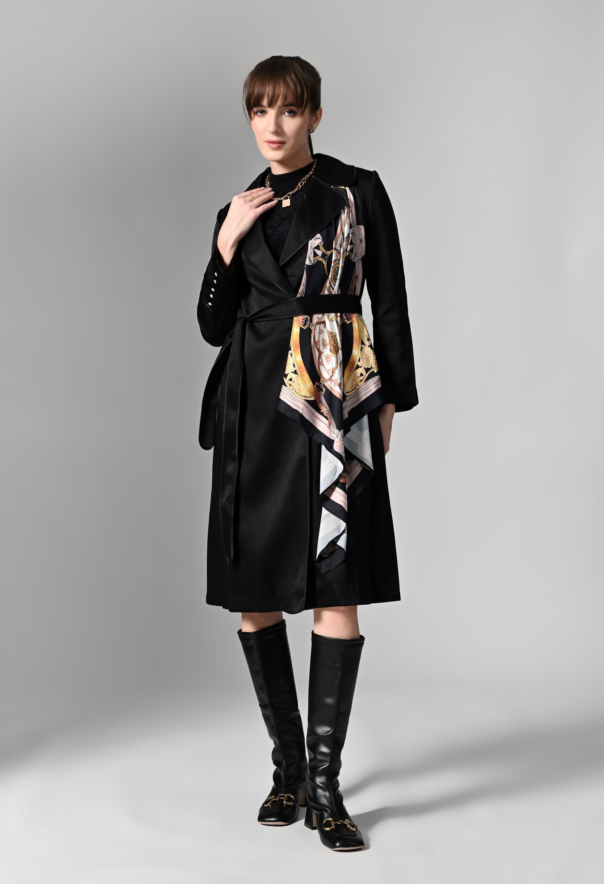 Pankh Perky Blazer With Printed Scarf