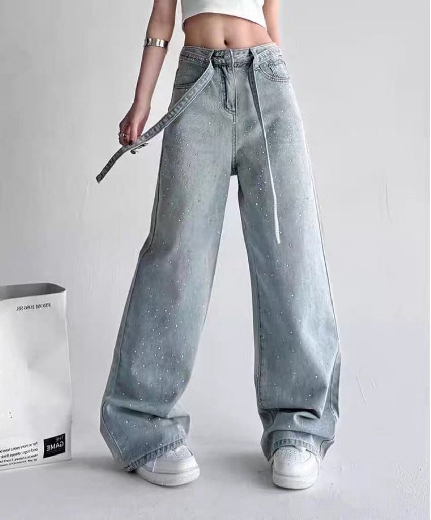 Pankh High Waist Straight Baggy Wide Leg Denim Pant