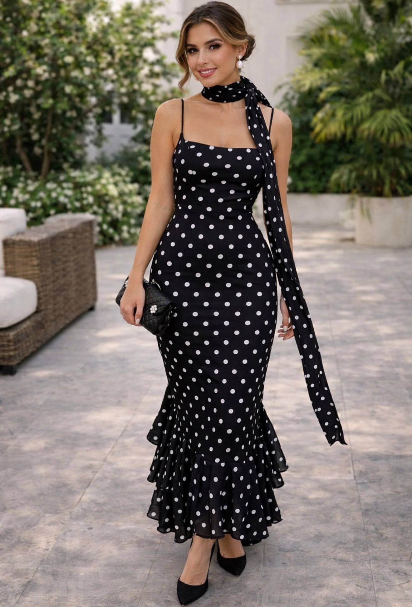 Pankh Rosel Polka Dot Maxi Dress