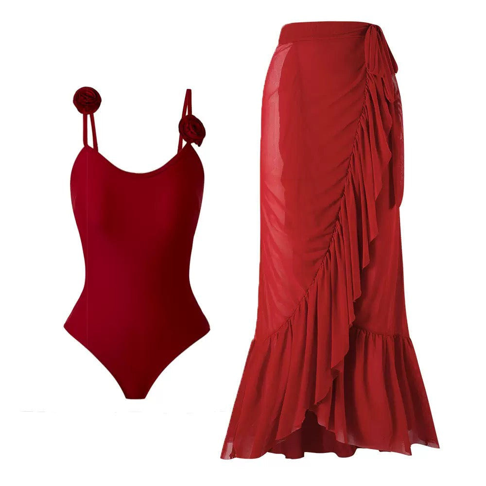 Pankh Rinisk Padded Monokini & Tie Up Cover-Up Skirt