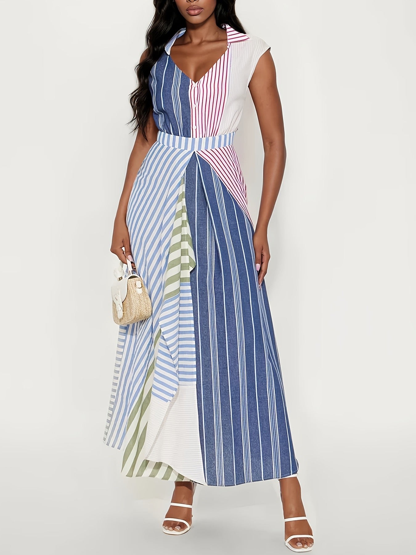 Pankh Zada Abstract Striped Designer Maxi Dress