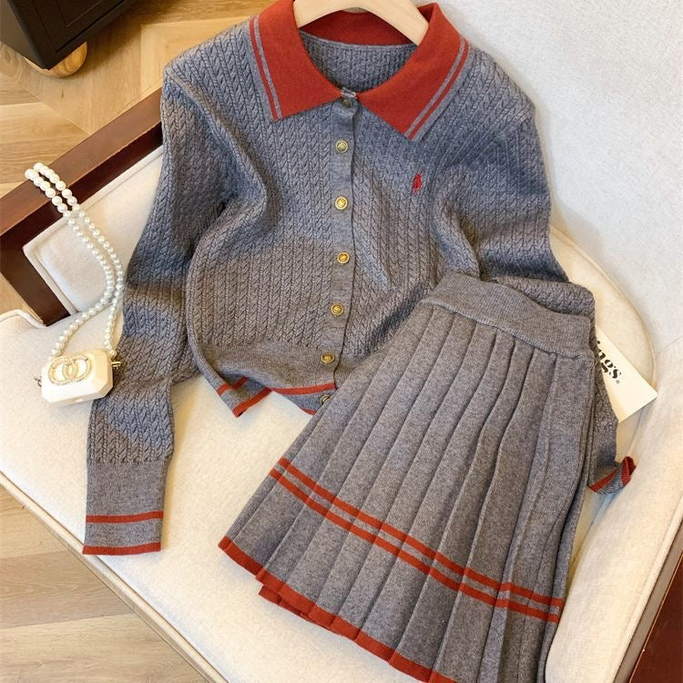 Pankh ashelong Woolen Top and Short Pleated Skirt Set