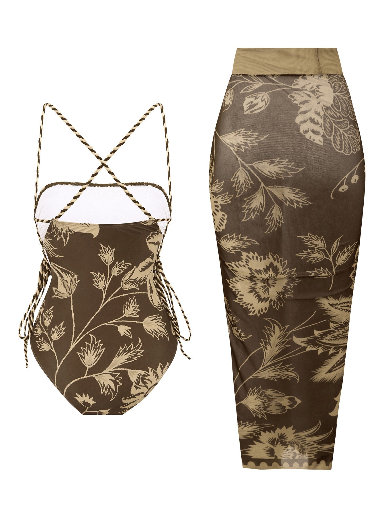 Pankh Amok Padded Monokini & Sarong Swim Set