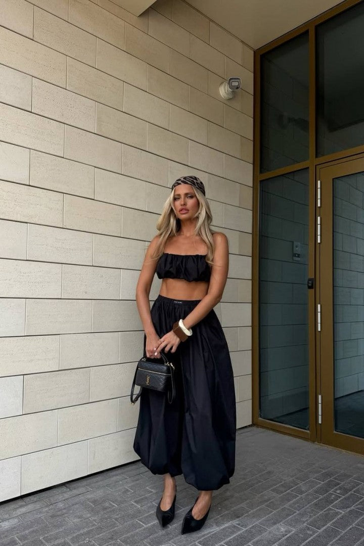 Pankh Rayan Ruched Crop Top And Balloon Pant Coord Set