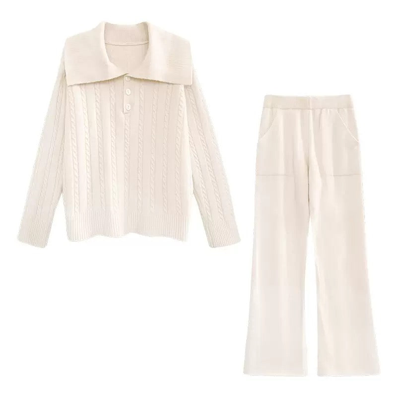 Pankh Meshor Woolen Formal Collar Top and Pant Coord Set