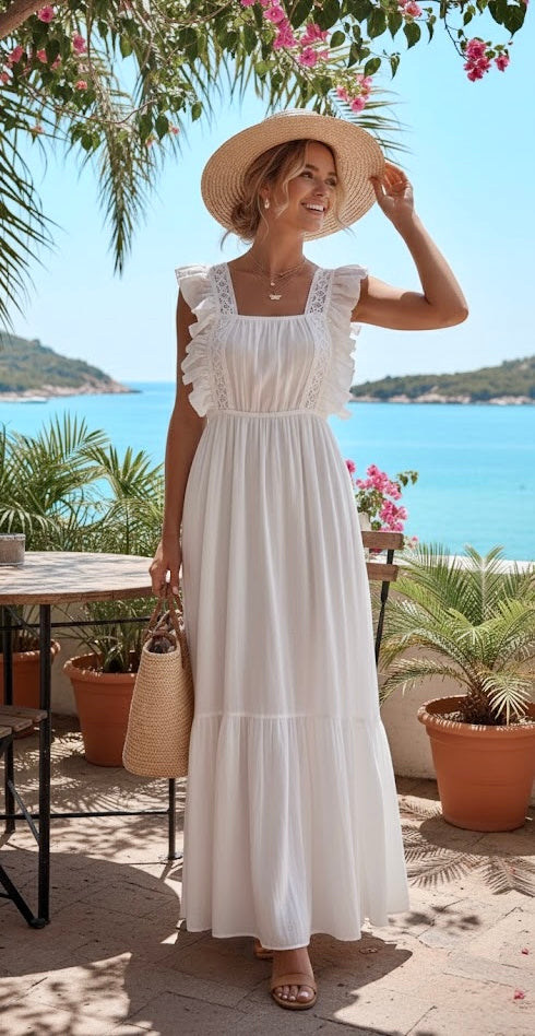 Pankh Sofia Pure Mulmul Cotton Resort Wear Maxi Dress