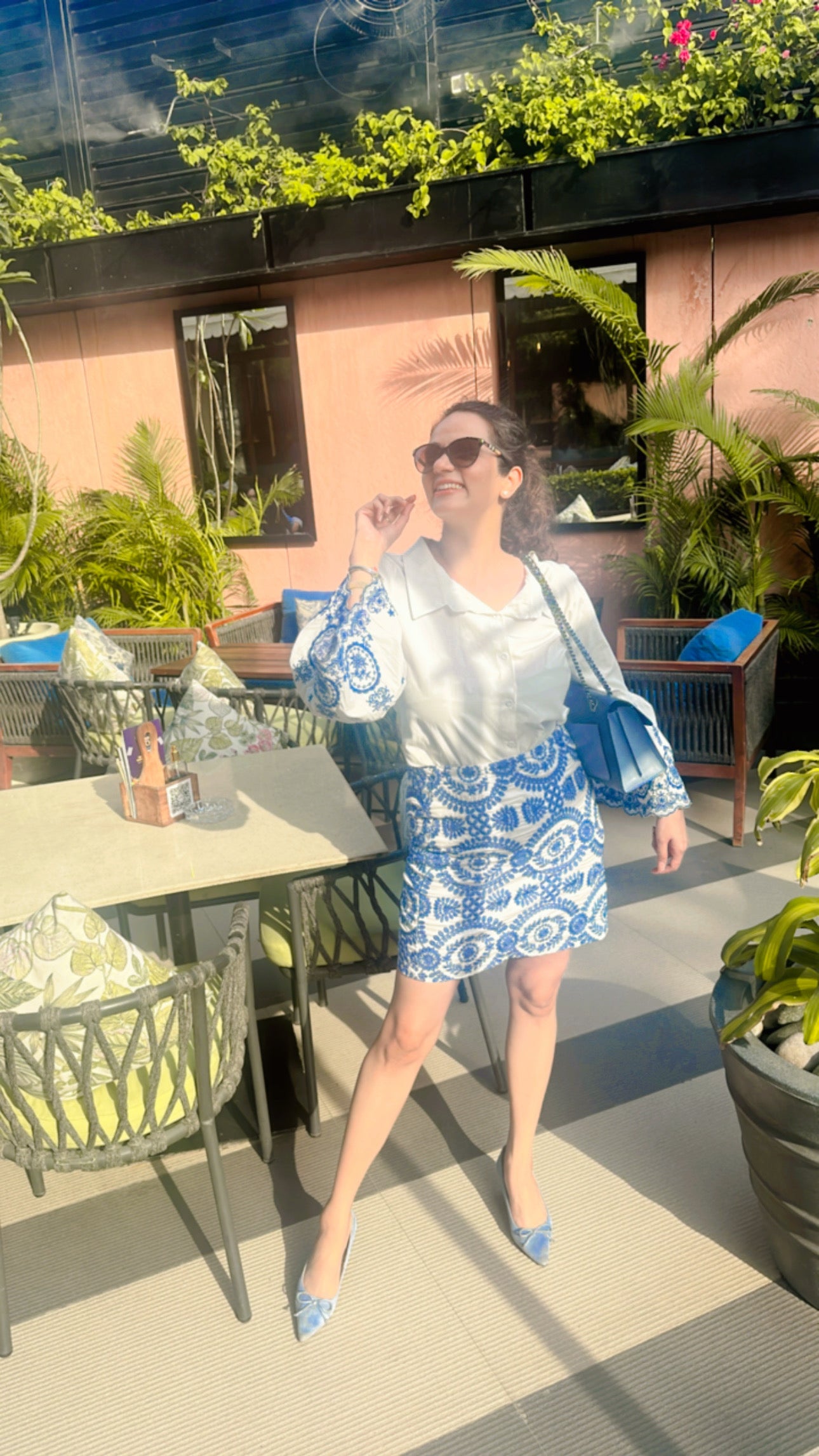 Pankh Monte Embroidered Cotton Off Shoulder Bell Sleeve Shirt And Skirt