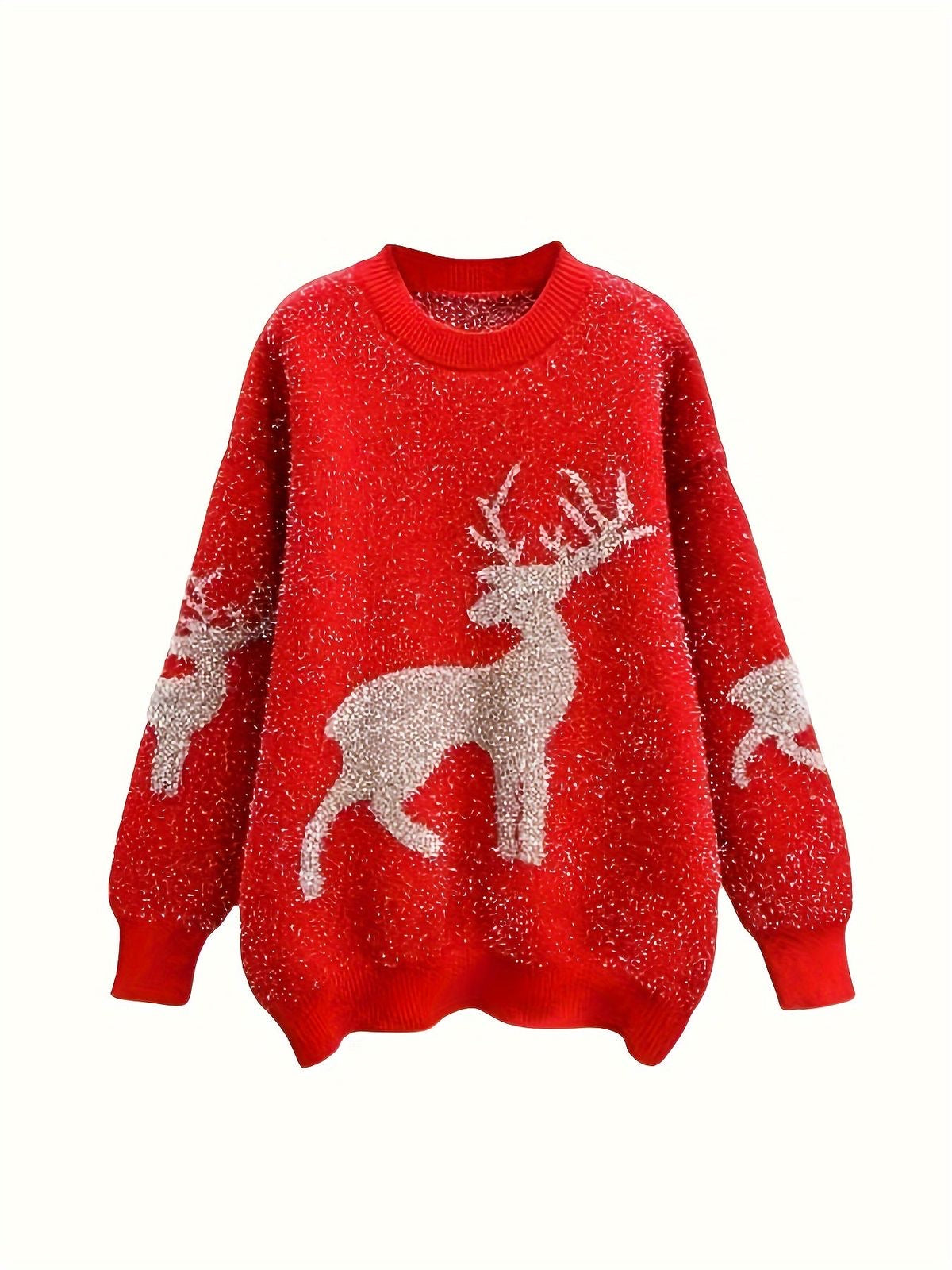 Pankh Reindeer Christmas Holiday Shimmer Sweater