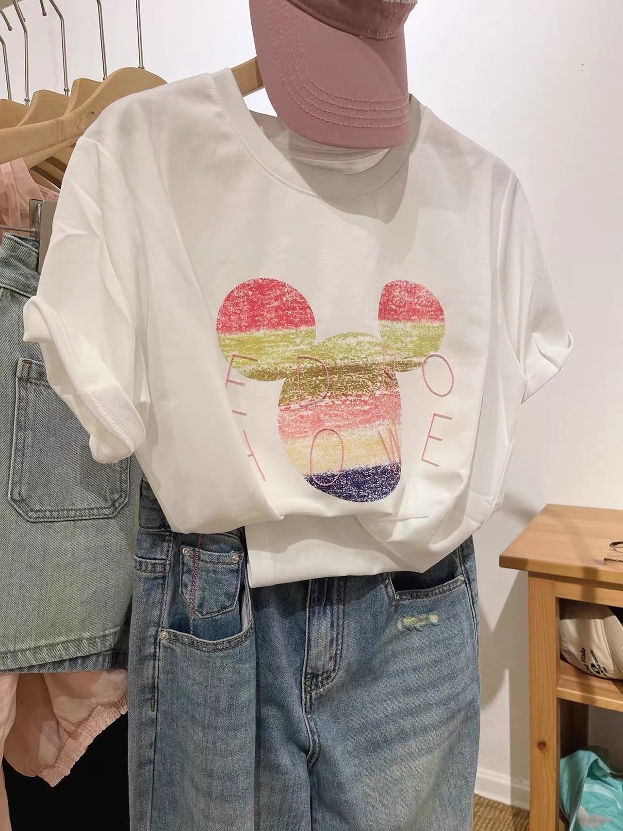 Hampton Mickey Oversized Tee With Detachable Chain