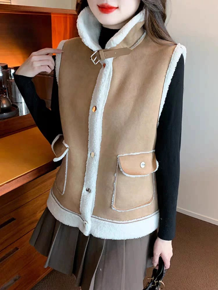 Pankh Rolly Teddy Fleece Sleeveless Women Jacket