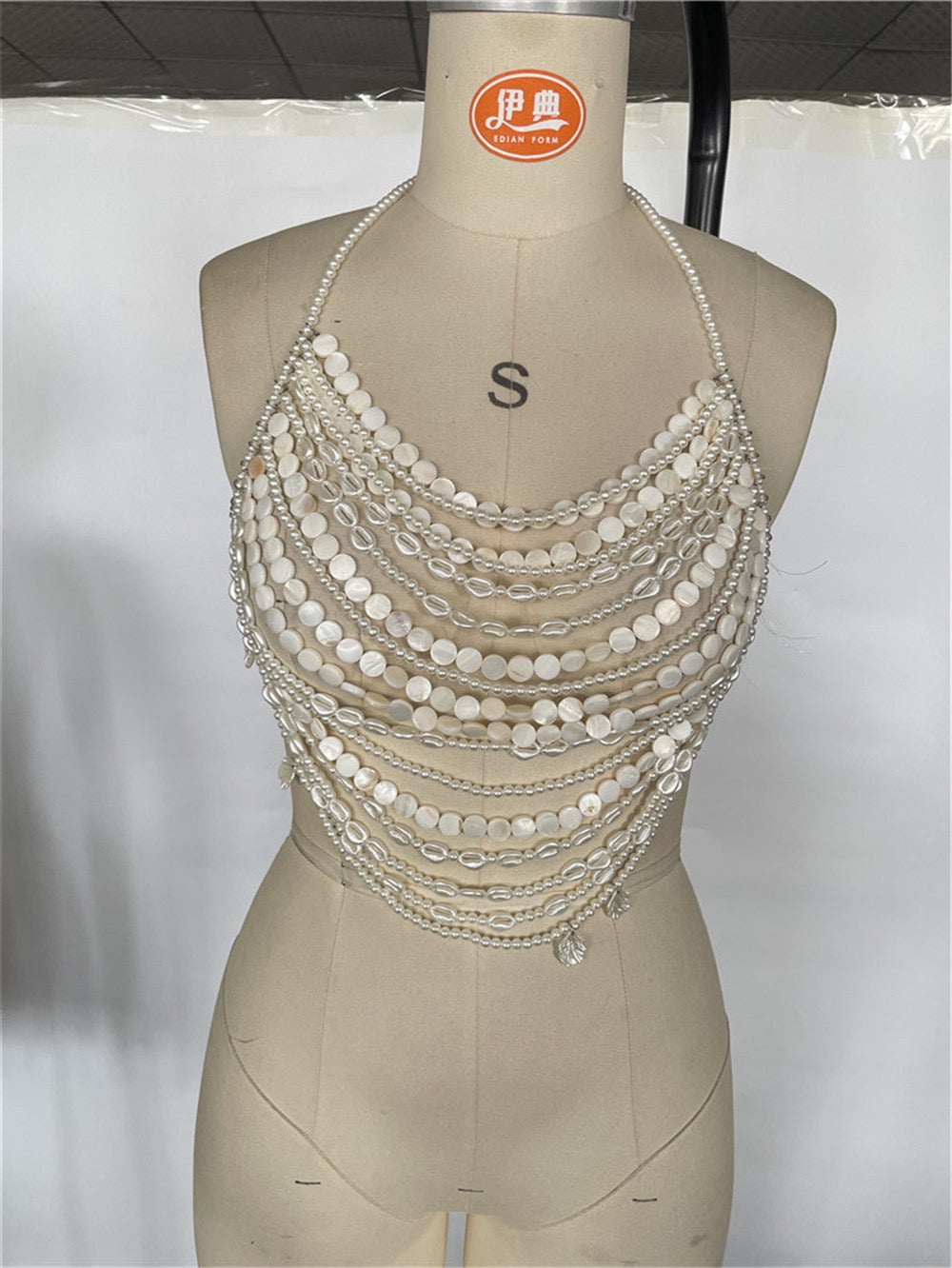 Pankh Cale Shell Stone Beaded Bralette Top Accessories