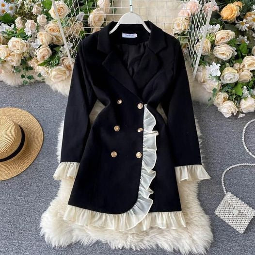 Pankh Blanc Ruffle Blazer Dress