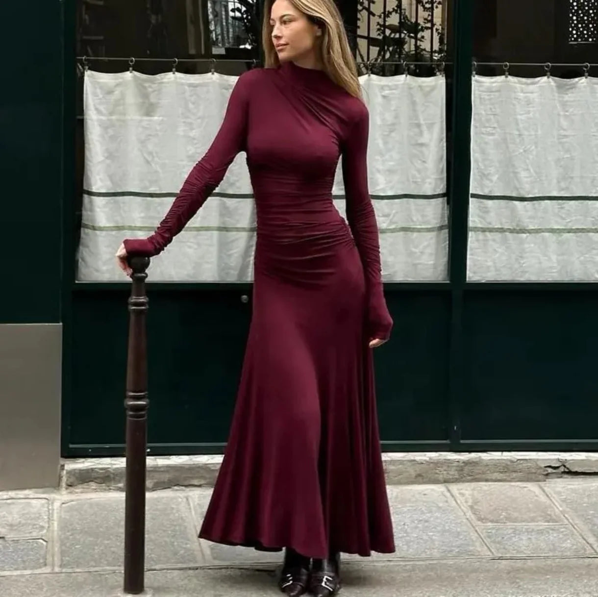 Pankh Basac Autumn Winter Bodycon Maxi Dress Pankh Basac Autumn Winter Bodycon Maxi Dress