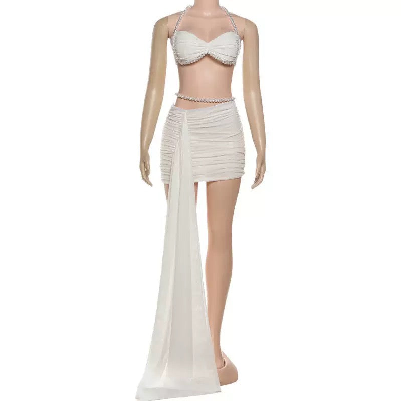 Pankh Aurelia Pearl Embellished High Fashion Mesh Co-ord Set