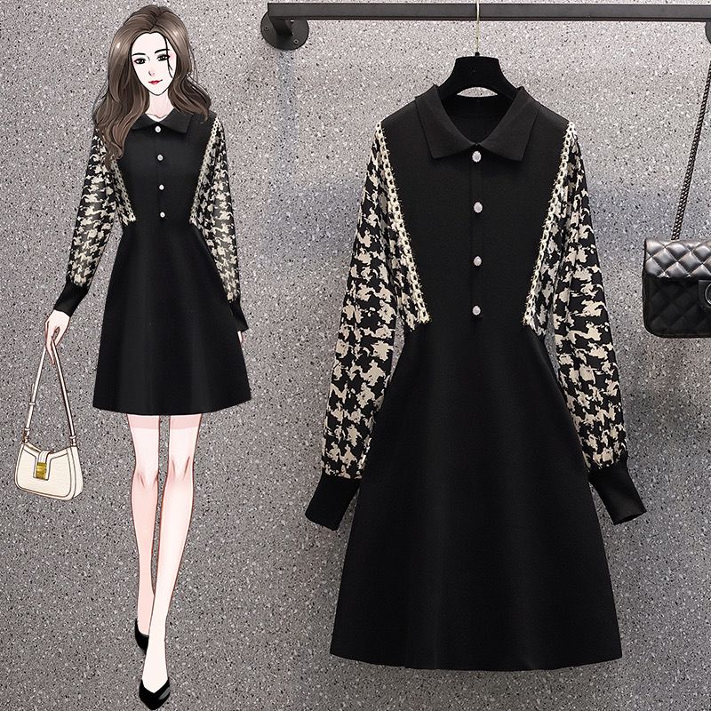 Pankh Jamel Knit Check Sleeves Dress