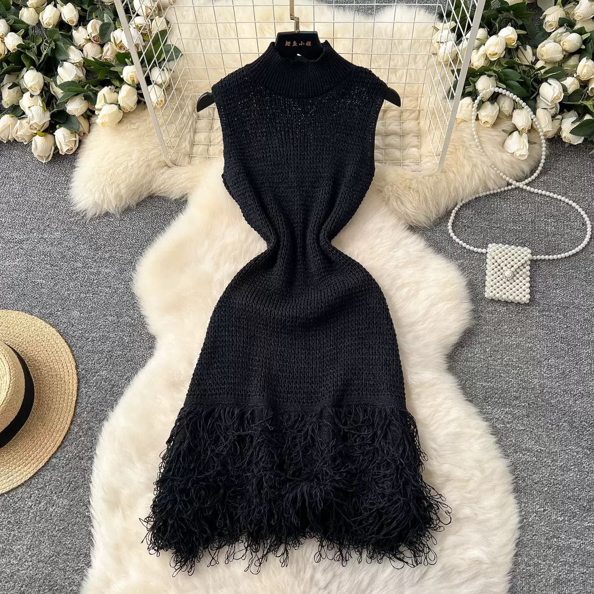 Pankh Seren Fringe Crochet Short Dress