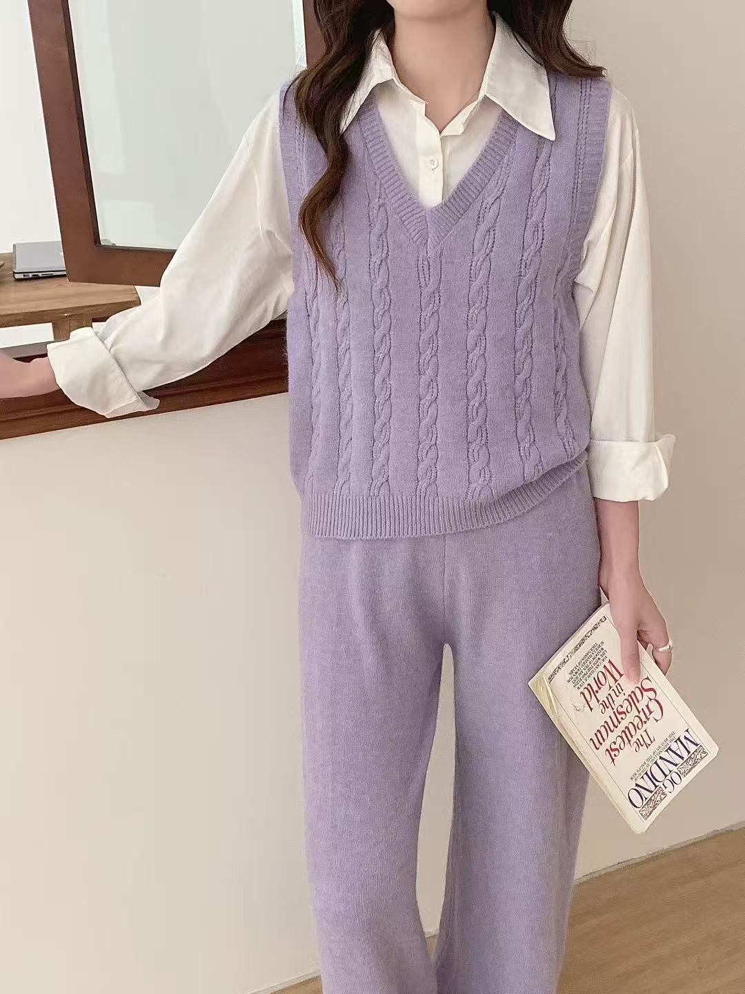 Pankh Auklander Sleeveless Woolen Sweater and Pant Set
