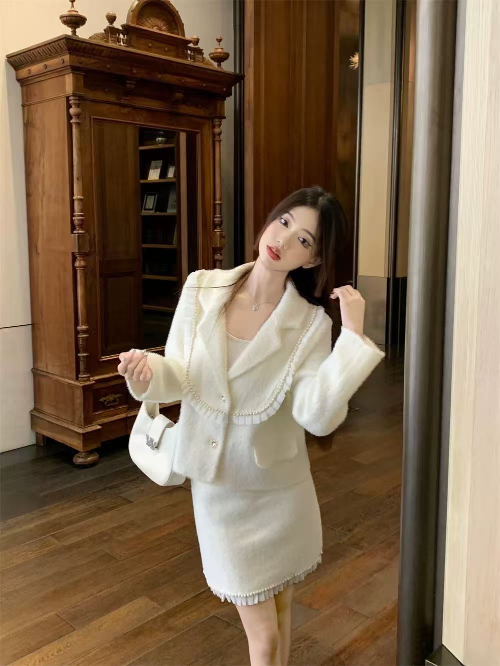 Pankh Bianca Pearl Detailing Soft Wool Coord Set