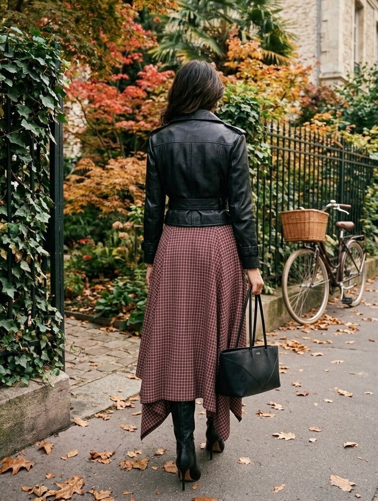 Pankh Cilly Plaid Assymetrical Skirt