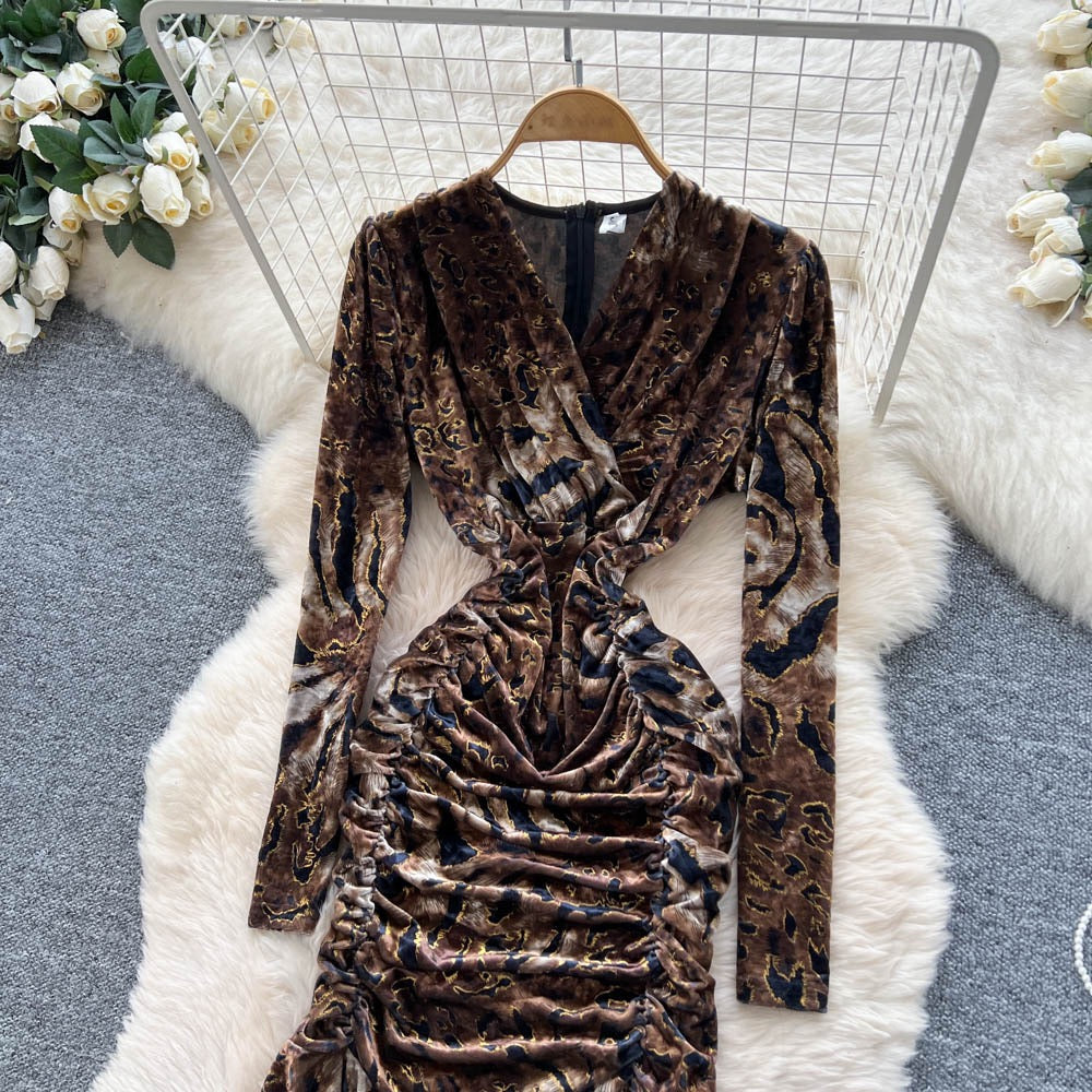 Pankh Tigeress Shimmer Flocking Velvet Party Wear Dress