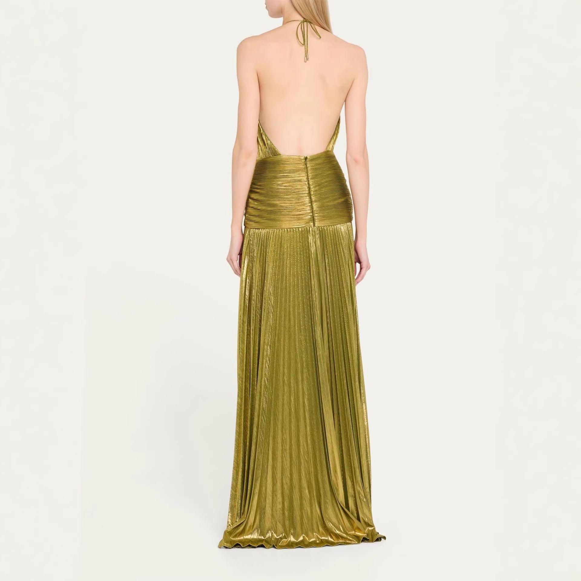 Pankh Inney Metallic Pleated Evening Maxi Dress
