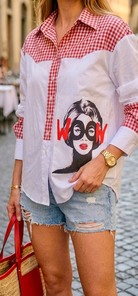 Pankh Trudo Gingham Oversized Designer Quirky Cotton Shirt