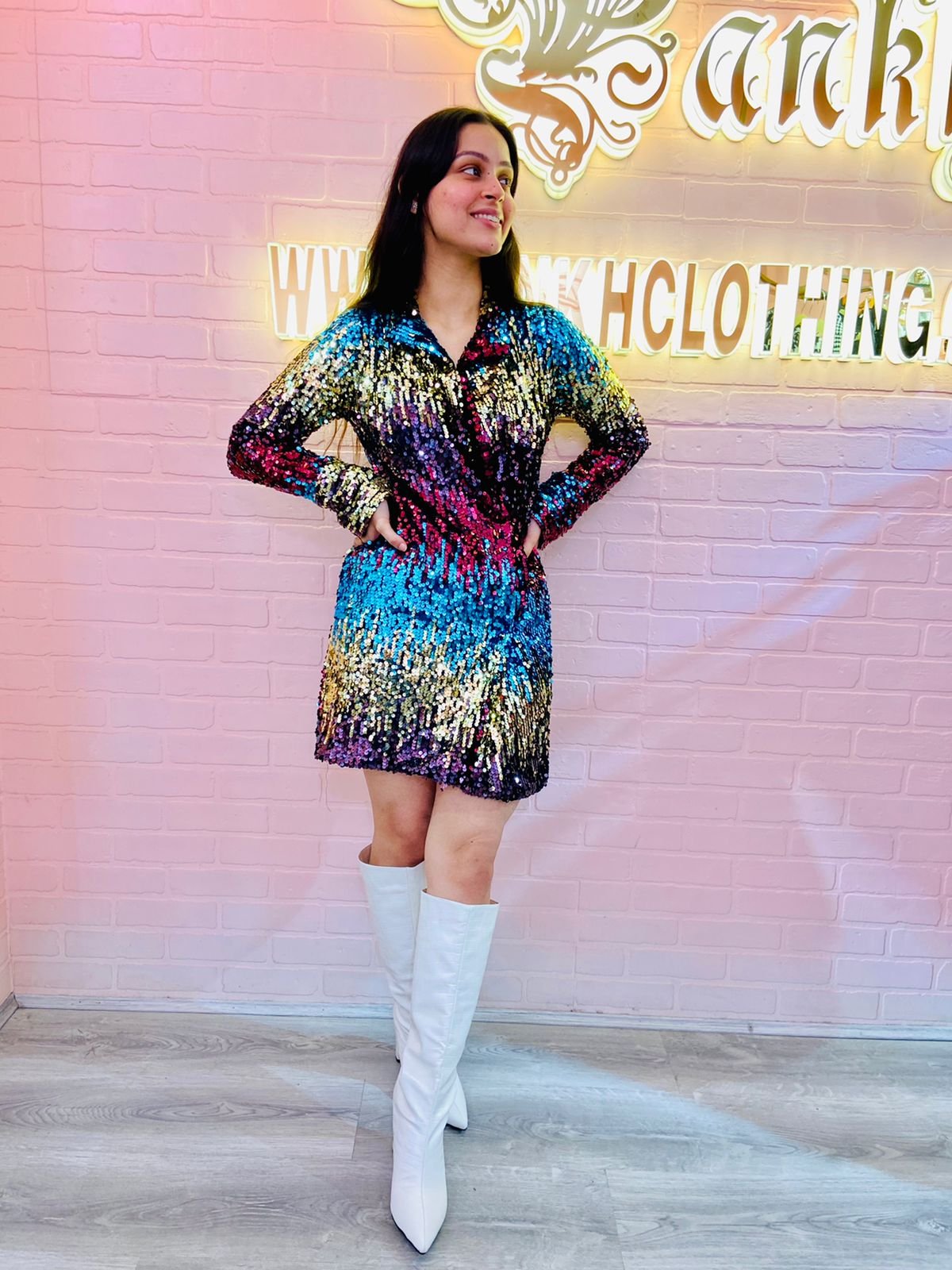 Pankh Noor Multicolor Sequin Blazer Dress