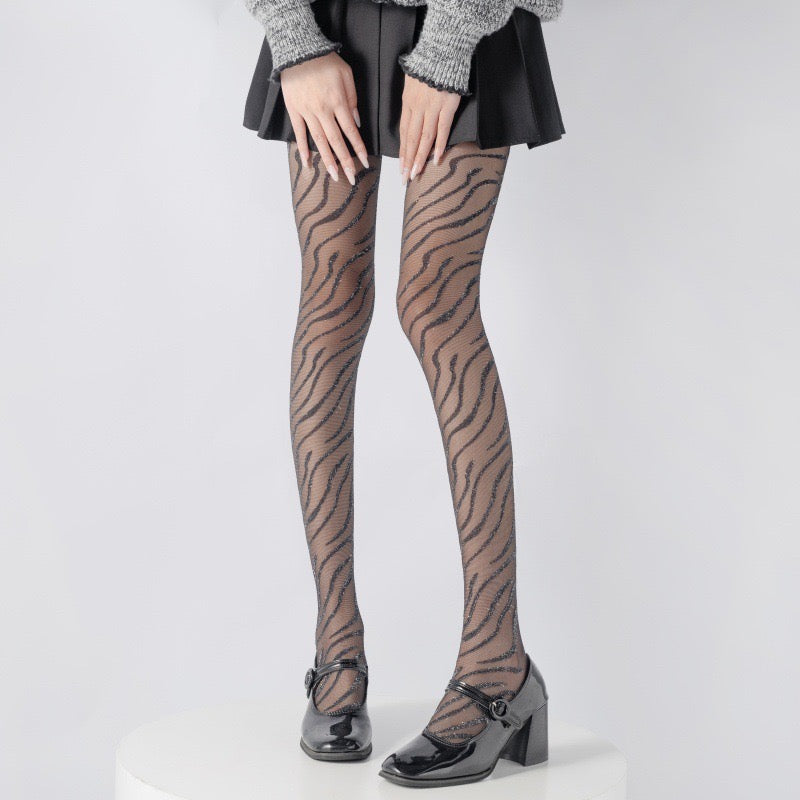 Pankh Omit Zebra Shimmer Party Wear Stockings