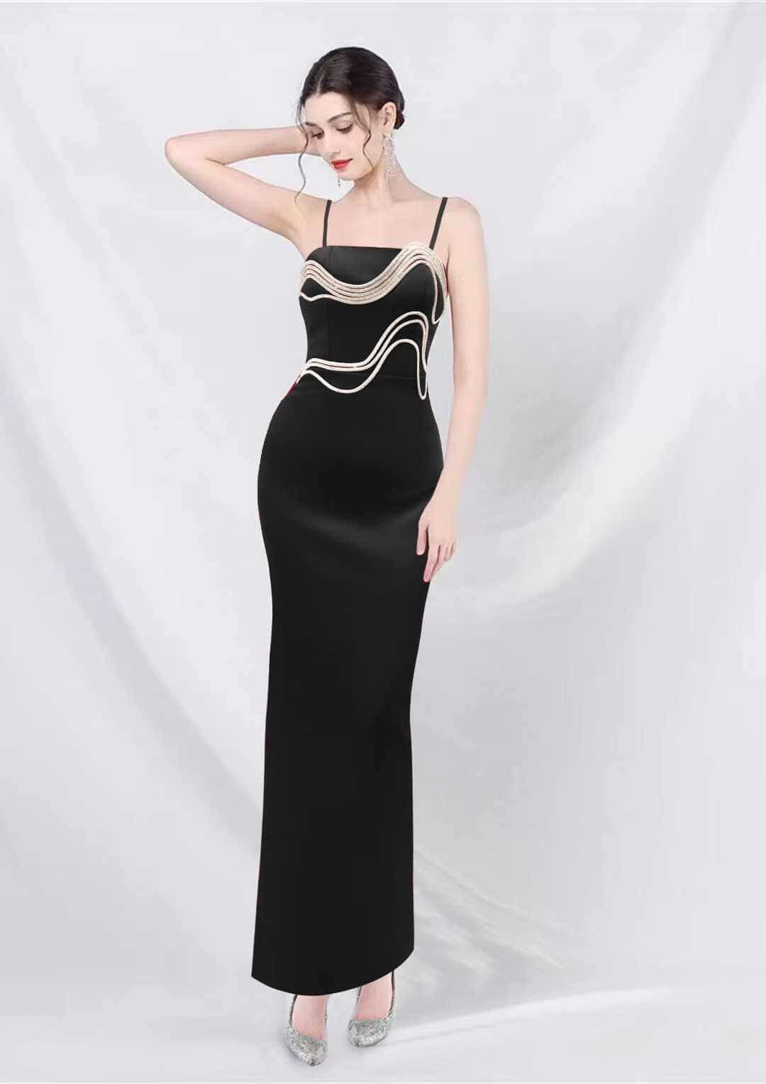 Pankh Celeste Crystal Rhinestone Partywear Maxi Dress