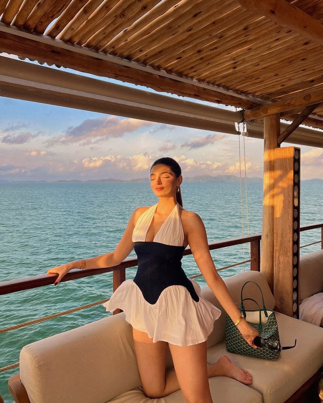 Pankh Izel Denim & Cotton Halter Neck Mini Dress