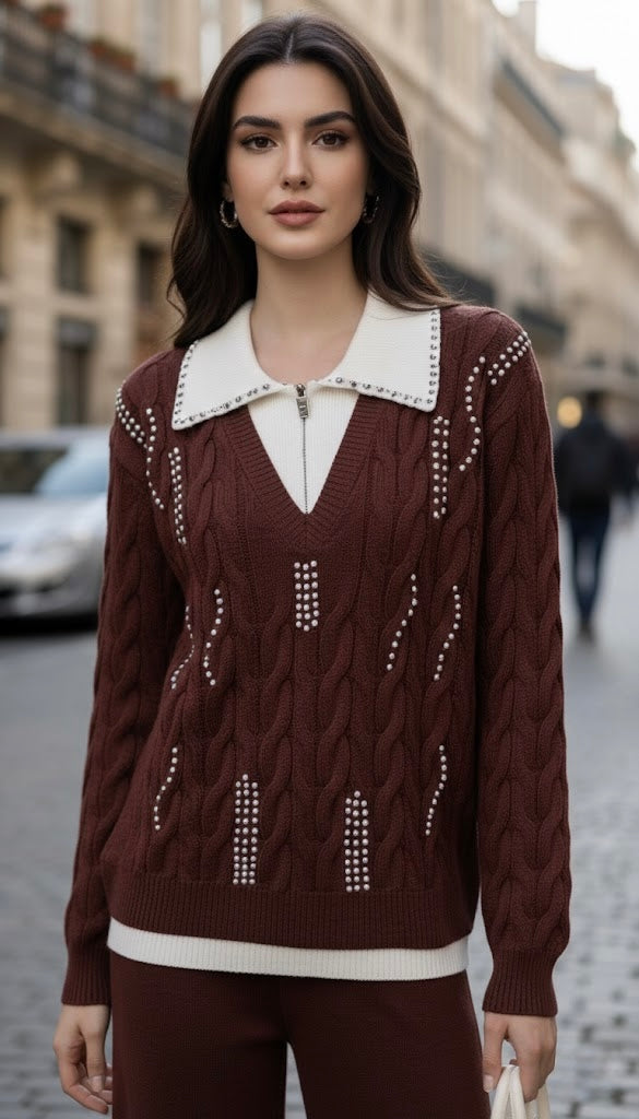 Pankh Zataar Stone Embellished Woolen Coord Set