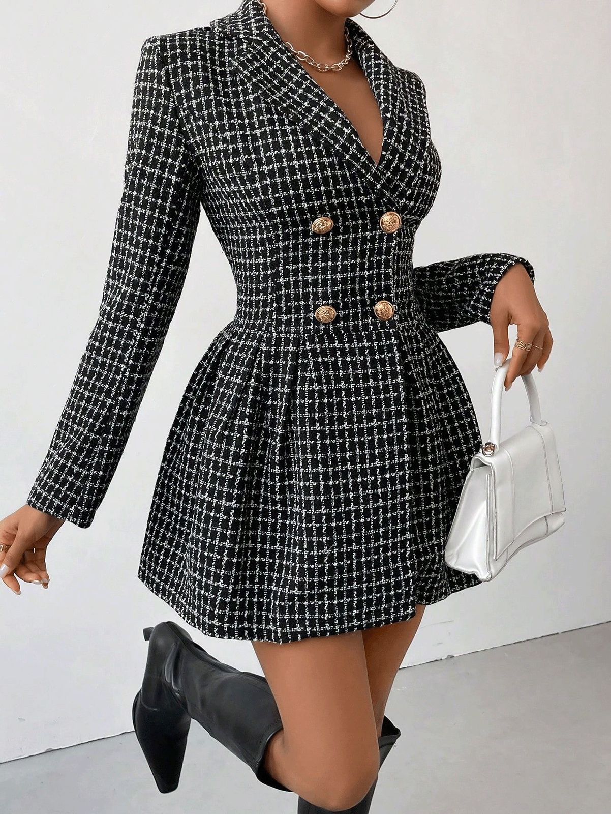 Pankh Zehna Tweed Print Blazer Dress