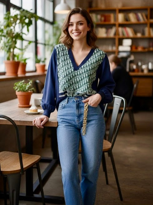 Pankh Khrisitan Knit Sweater & Satin Luxe Shirt