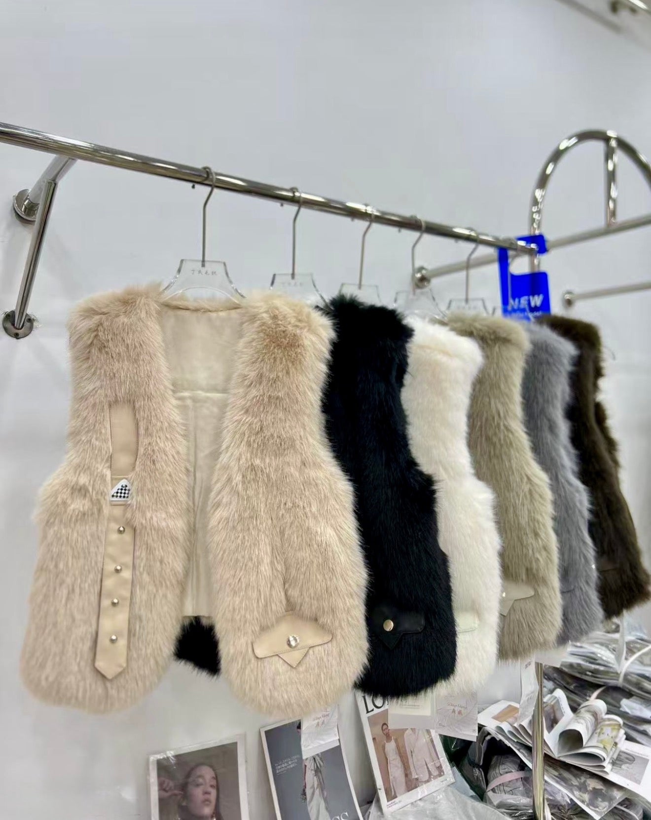 Pankh Razon Luxe Fur and Pu Leather Sleeveless Jacket