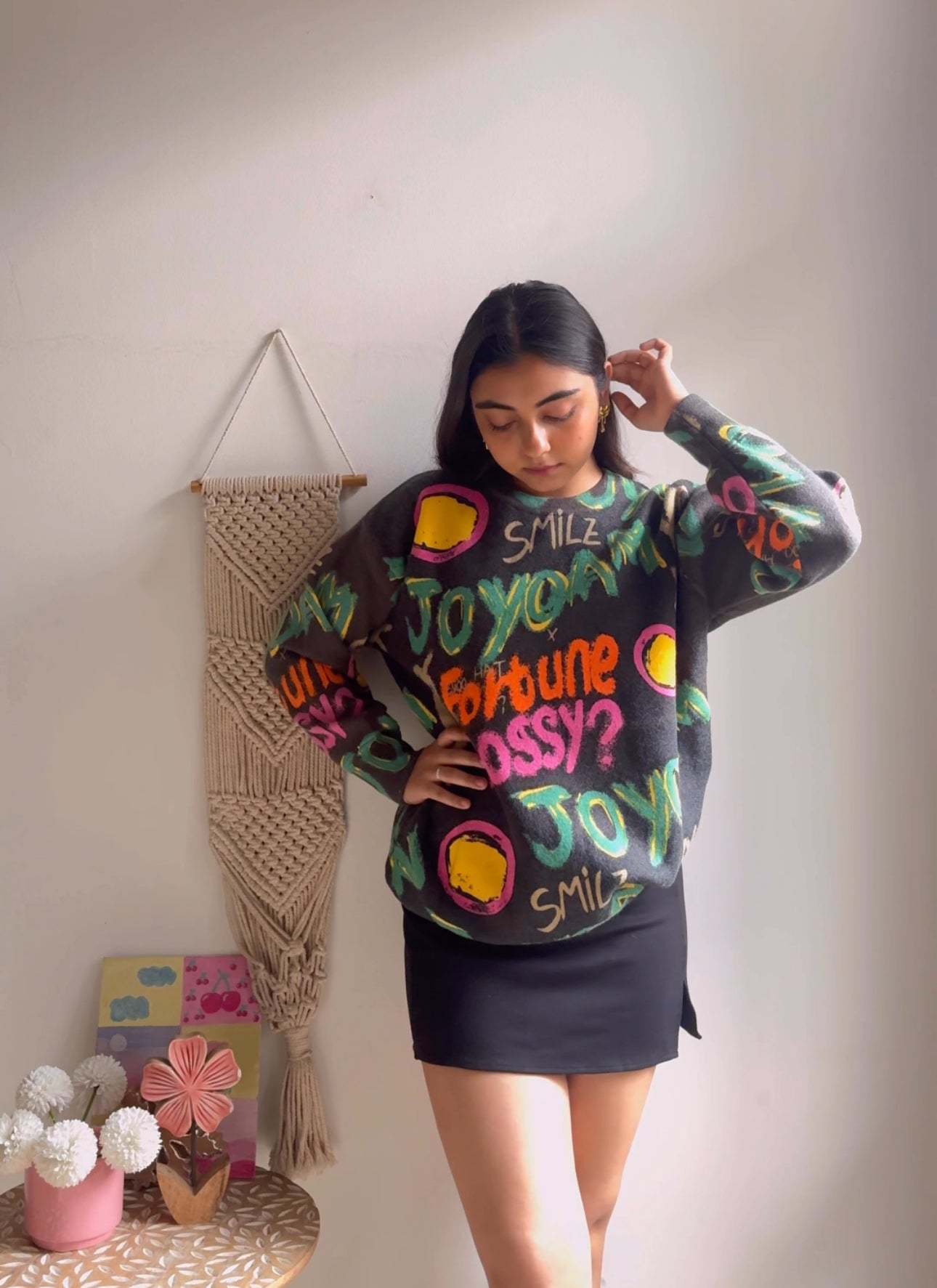 Pankh Ava Colorful Print Soft Wool Sweater/Top