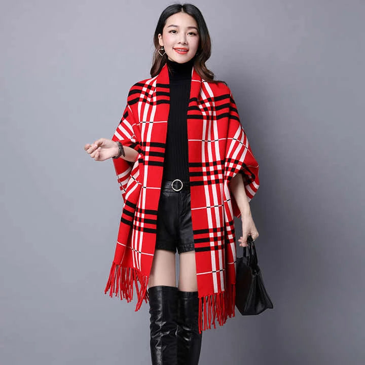 Pankh Kiba Women Tassel Knit Reversable Shawl