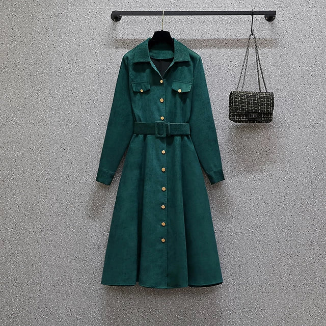 Margaret Corduroy Buttoned Dress