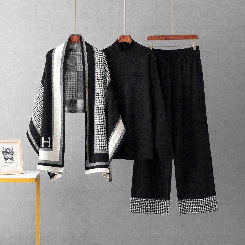 Pankh Ishara Woolen 3 piece Top, Pant with Cape Coord Set