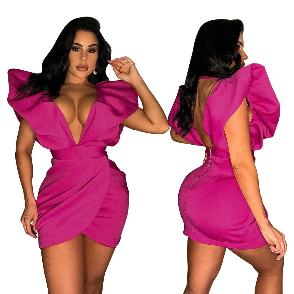 Pankh Alaia V-Neck Bodycon Scuba Party Wear Dress